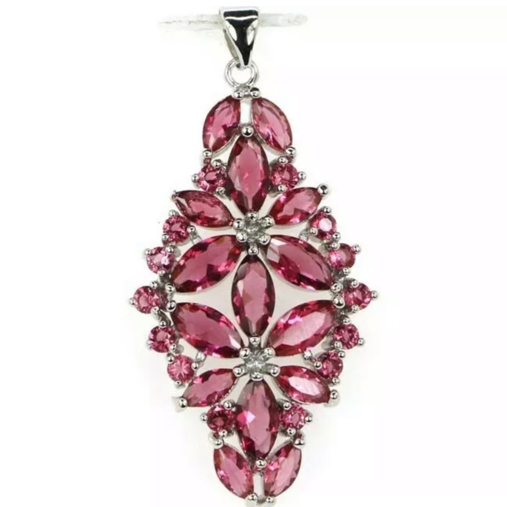 Rhodolite Garnet necklace w/chain (925 silver)